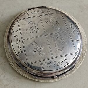 Rare Georg Jensen Sterling Silver Compact with Engraved Design Original Case